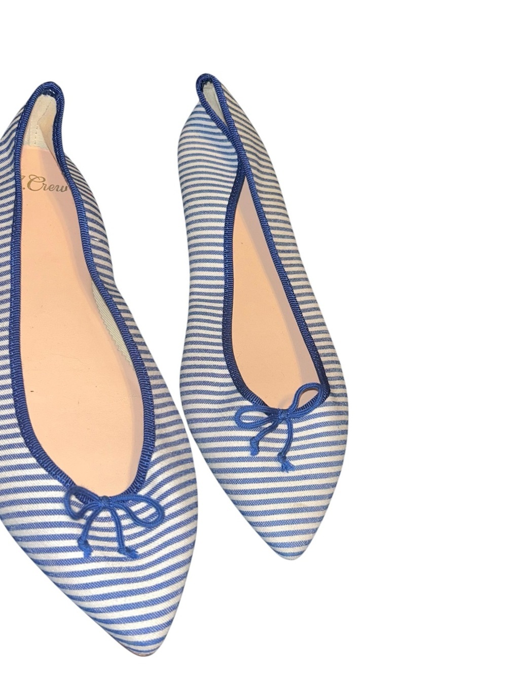JCrew Womens Gemma Ballet Flat Size 6.5 blue stripe Pointed Dress Shoe slip on